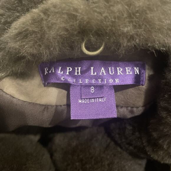 Vintage Ralph Lauren Purple Label Fur Collar Short Jacket Leather Belted Coat 8 - Picture 4 of 16